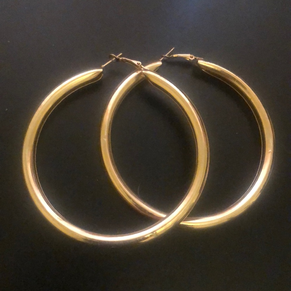 New Large Gold hoops BOGO Jewelry!!